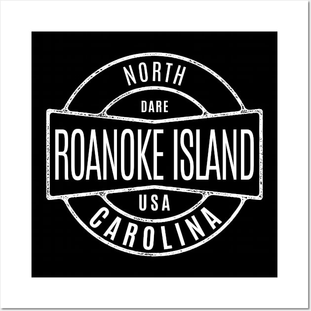 Roanoke Island, NC Summertime Vacationing Vintage Badge Wall Art by Contentarama